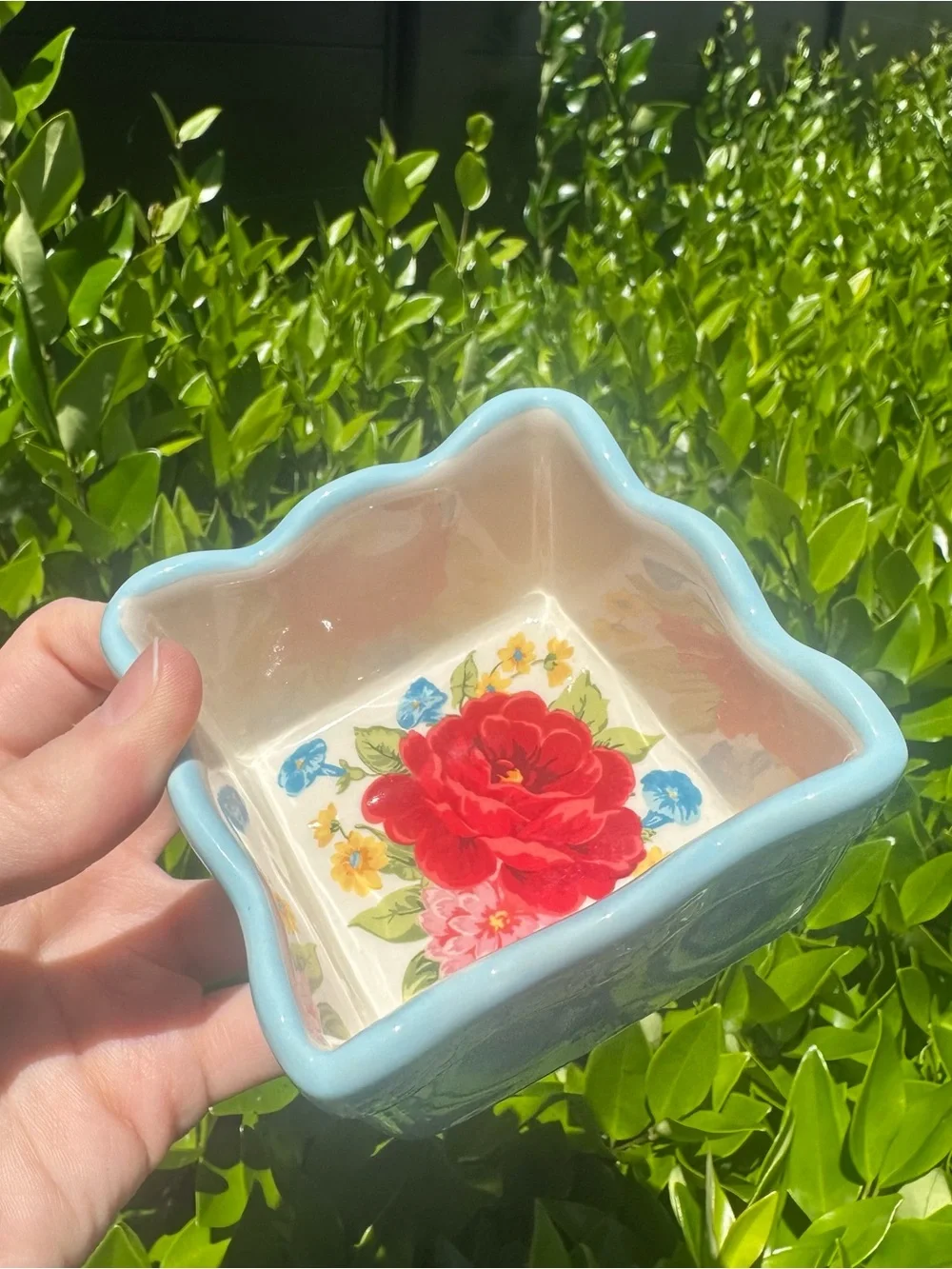 The Pioneer Woman Floral Medley Stoneware Square Condiment Dish Light Blue